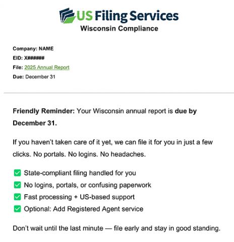 WI Annual Report filing services scam