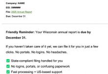 WI Annual Report filing services scam